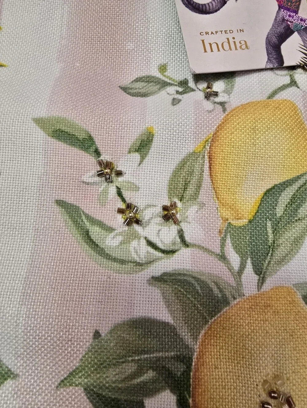 Handcrafted Lemon Print Canvas Everyday Tote